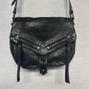 Botkier Trigger Leather Satchel Studded Crossbody Bag Purse Stamped Snake